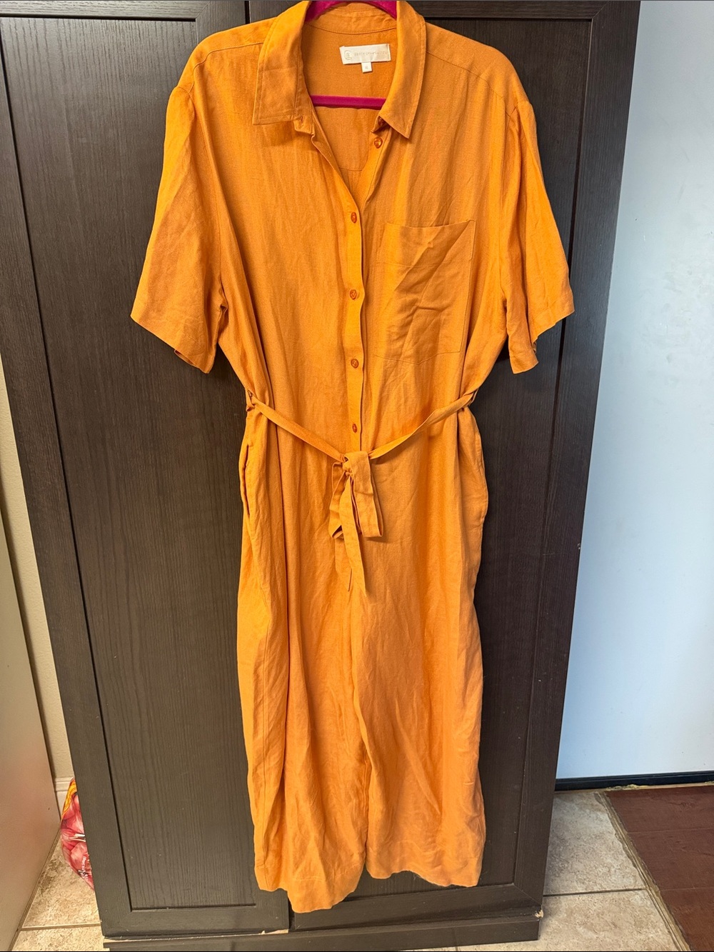 Corey Lynn Calter Casual terra cotta Maxi Shirt jumpsuit with Tie Waist